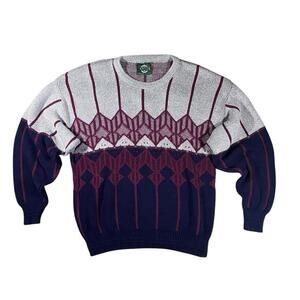 Vintage 80s Jantzen Sport Nordic Ski Lodge Sweater - L